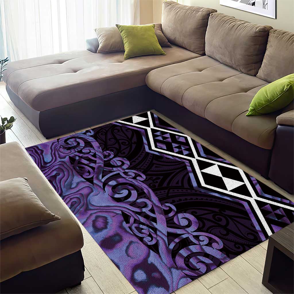 Purple Aotearoa Area Rug Taniko Motifs With Paua Shell Kowhaiwhai - Vibe Hoodie Shop