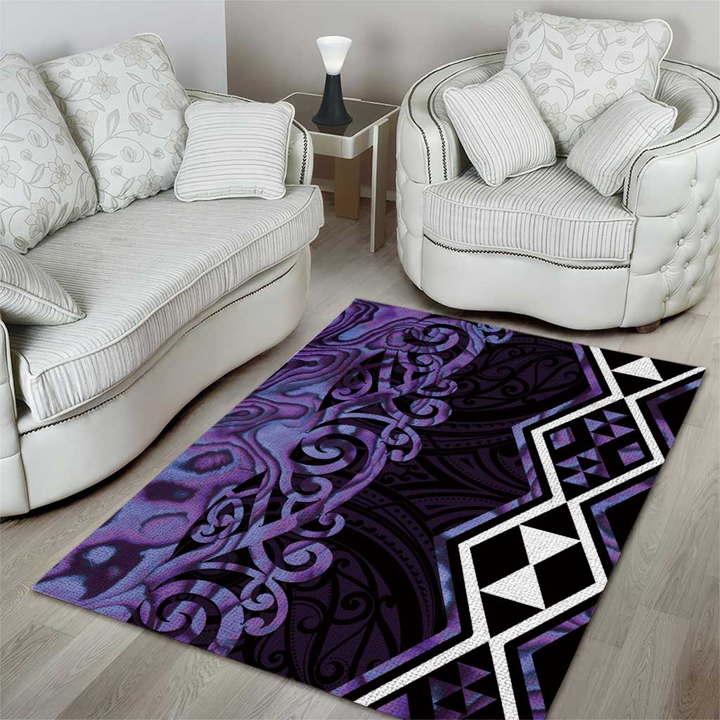 Purple Aotearoa Area Rug Taniko Motifs With Paua Shell Kowhaiwhai - Vibe Hoodie Shop