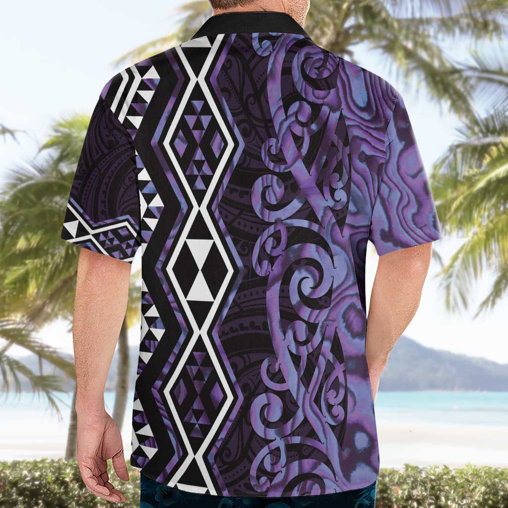 Purple Aotearoa Hawaiian Shirt Taniko Motifs With Paua Shell Kowhaiwhai - Vibe Hoodie Shop