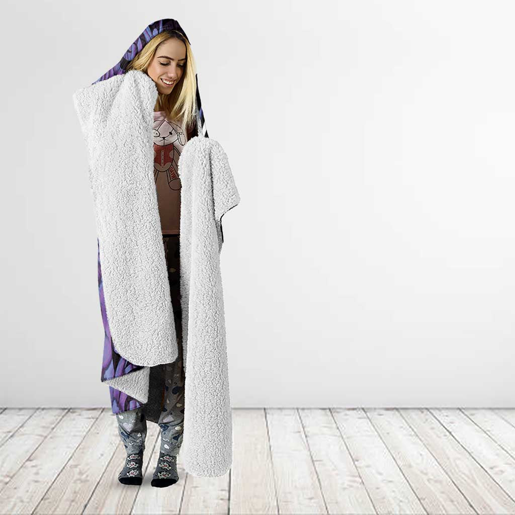 Purple Aotearoa Hooded Blanket Taniko Motifs With Paua Shell Kowhaiwhai