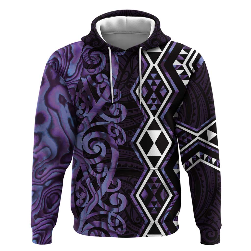 Purple Aotearoa Hoodie Taniko Motifs With Paua Shell Kowhaiwhai - Vibe Hoodie Shop