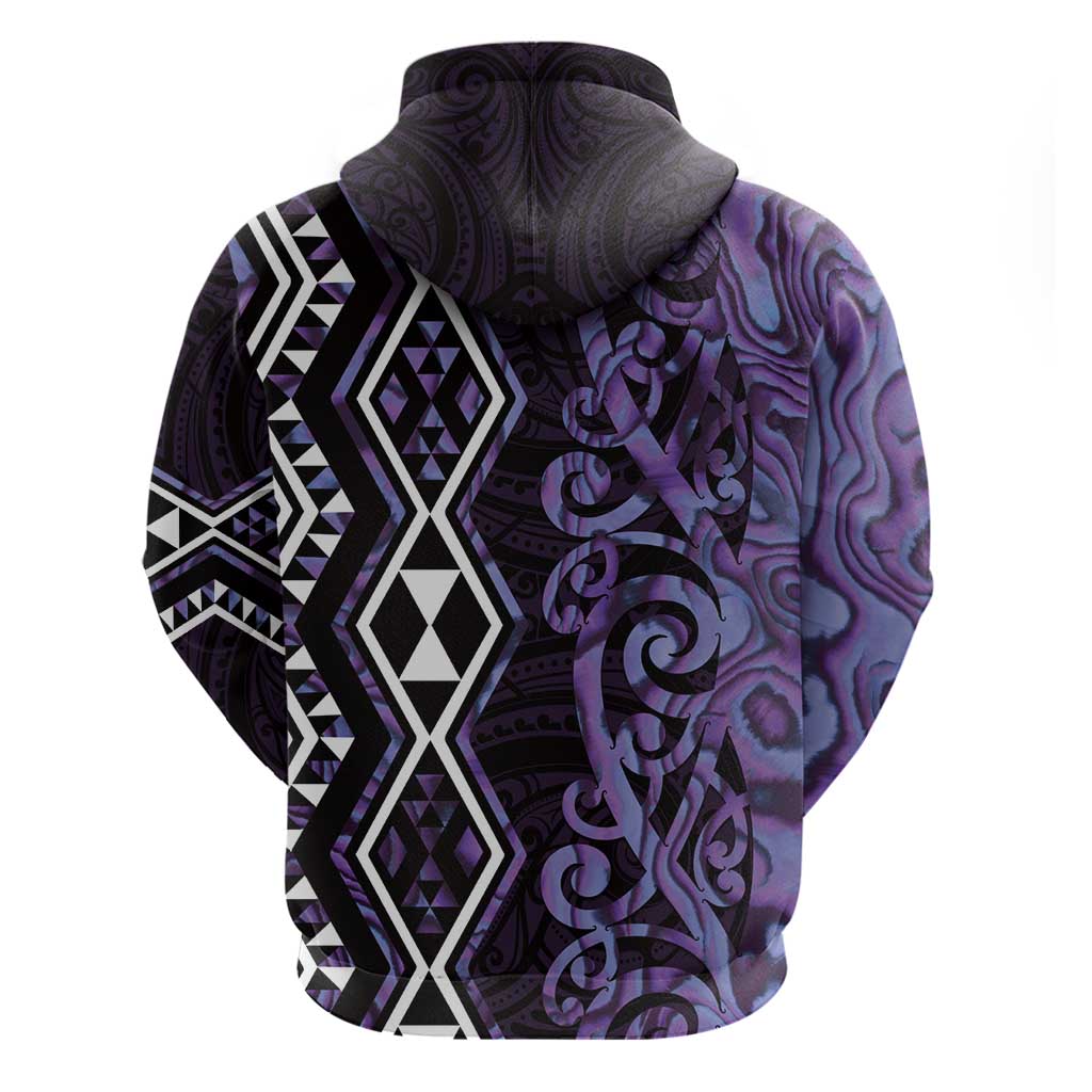 Purple Aotearoa Hoodie Taniko Motifs With Paua Shell Kowhaiwhai - Vibe Hoodie Shop