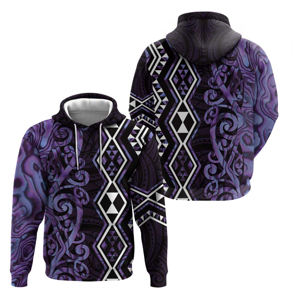 Purple Aotearoa Hoodie Taniko Motifs With Paua Shell Kowhaiwhai - Vibe Hoodie Shop