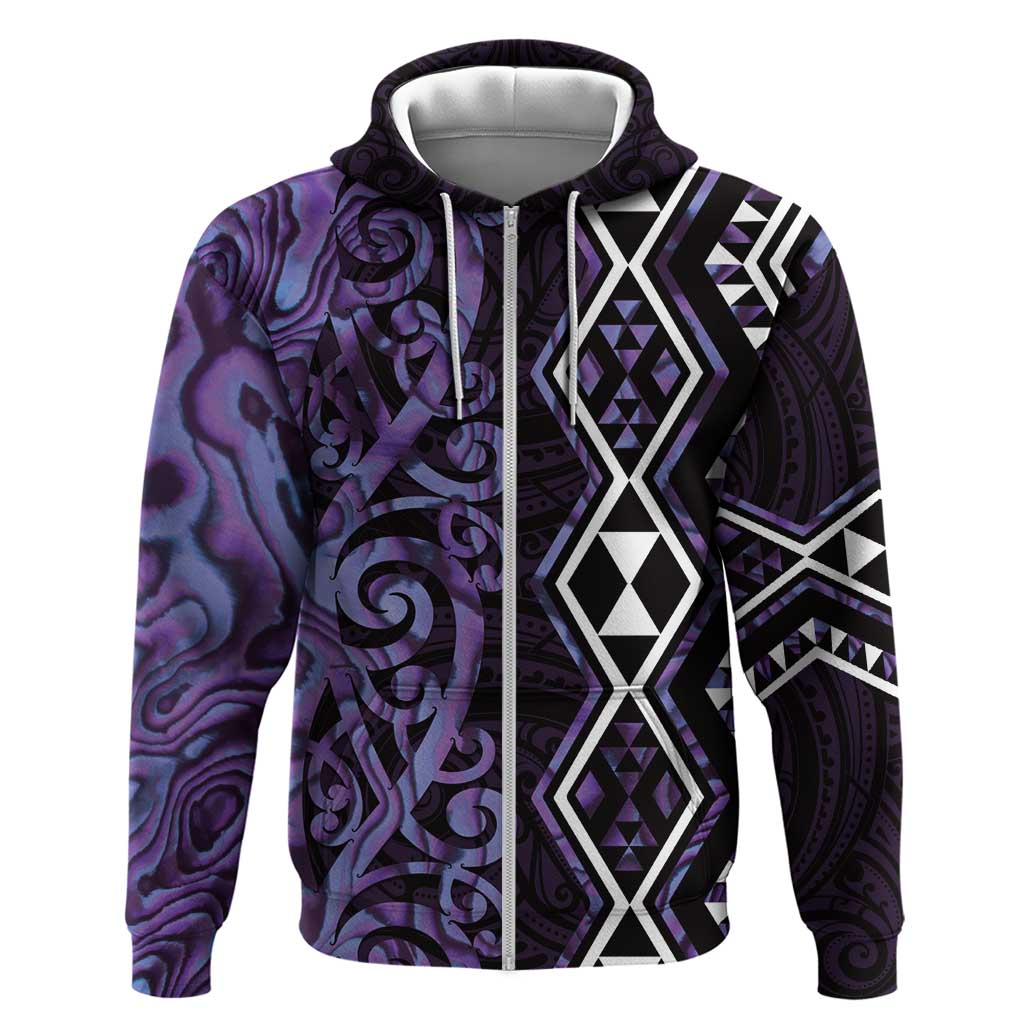 Purple Aotearoa Hoodie Taniko Motifs With Paua Shell Kowhaiwhai - Vibe Hoodie Shop