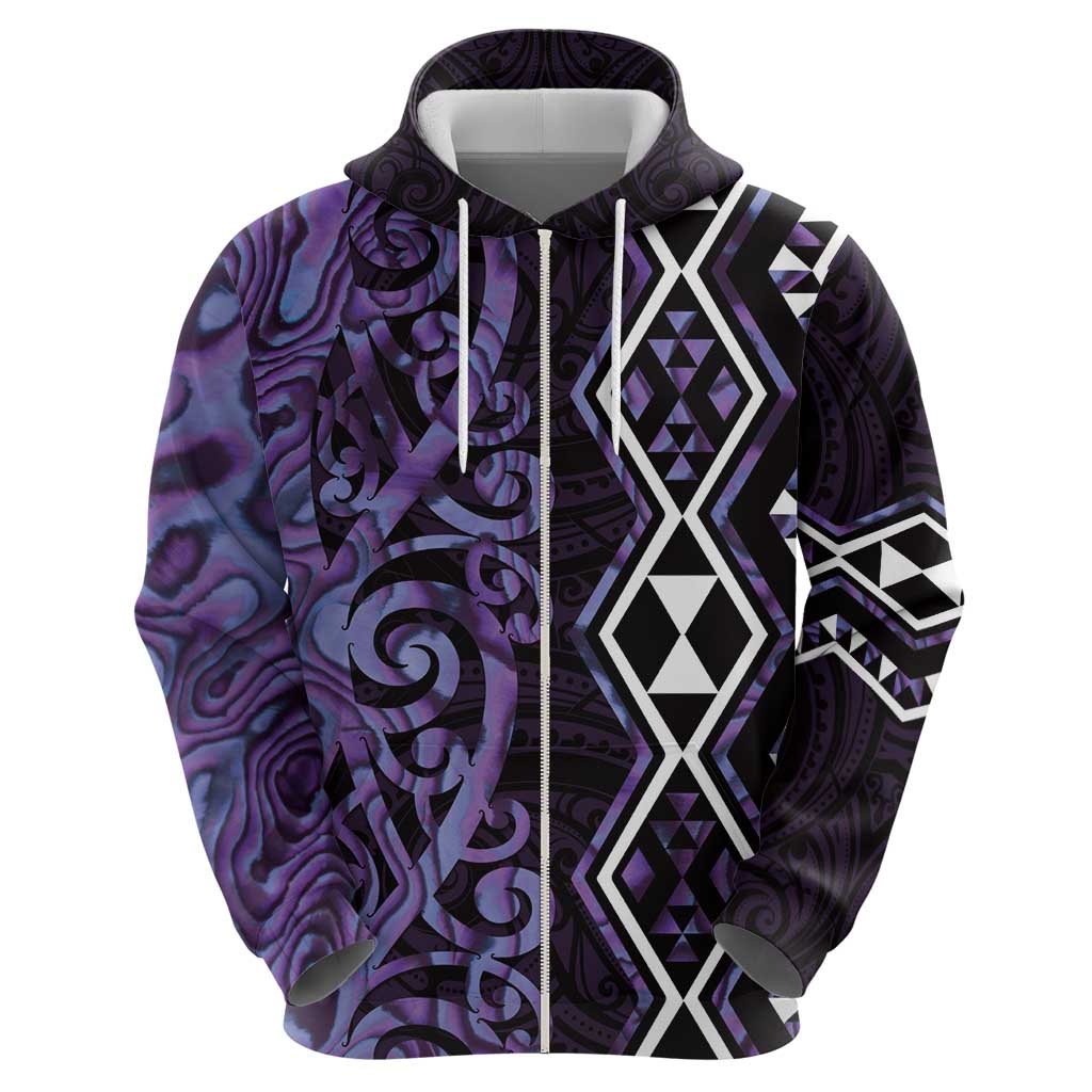 Purple Aotearoa Hoodie Taniko Motifs With Paua Shell Kowhaiwhai - Vibe Hoodie Shop