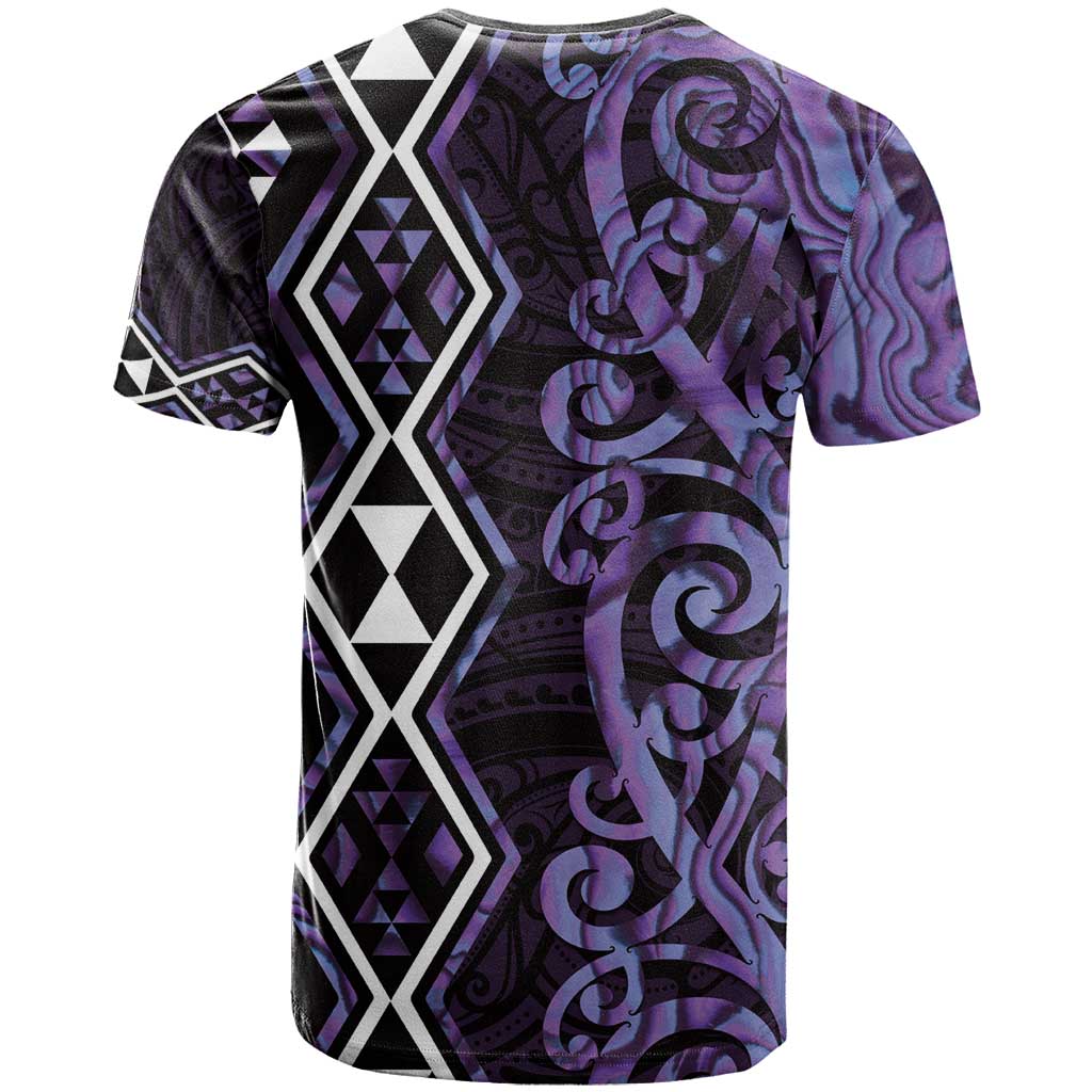 Purple Aotearoa T Shirt Taniko Motifs With Paua Shell Kowhaiwhai - Vibe Hoodie Shop