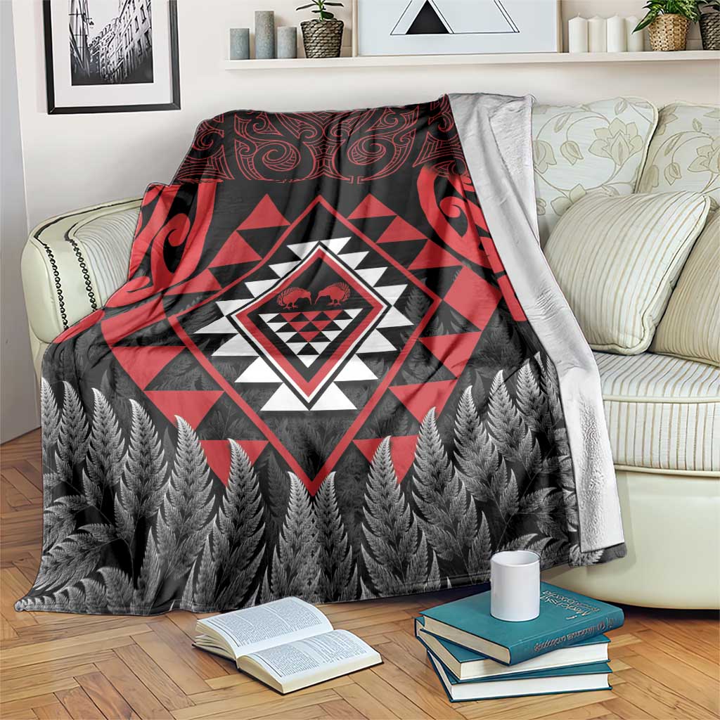 Aotearoa Kiwi Taniko Blanket Silver Fern With Maori Koru Pattern - Vibe Hoodie Shop