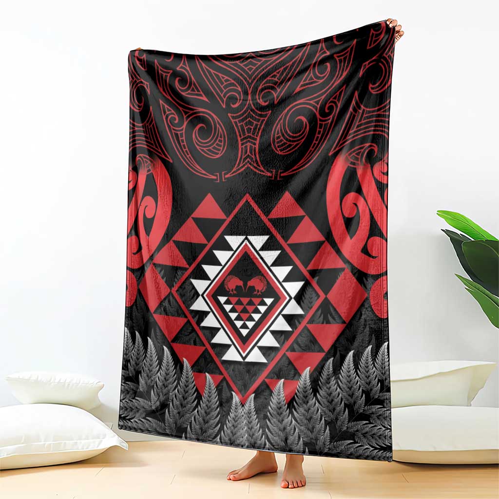 Aotearoa Kiwi Taniko Blanket Silver Fern With Maori Koru Pattern - Vibe Hoodie Shop