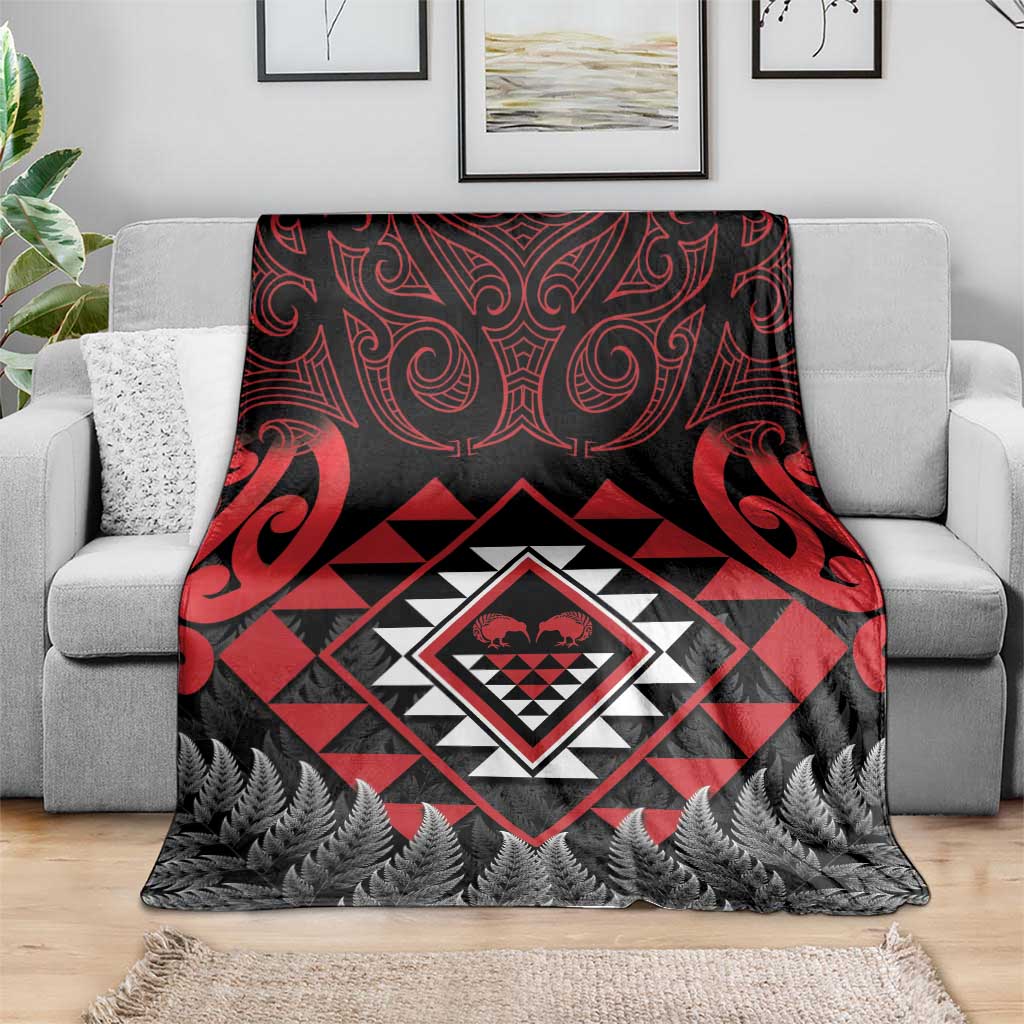 Aotearoa Kiwi Taniko Blanket Silver Fern With Maori Koru Pattern - Vibe Hoodie Shop