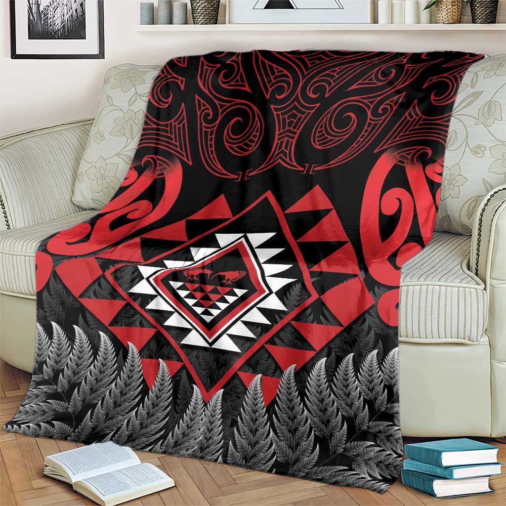 Aotearoa Kiwi Taniko Blanket Silver Fern With Maori Koru Pattern - Vibe Hoodie Shop