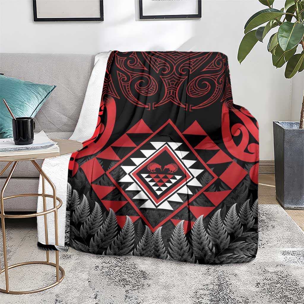 Aotearoa Kiwi Taniko Blanket Silver Fern With Maori Koru Pattern - Vibe Hoodie Shop