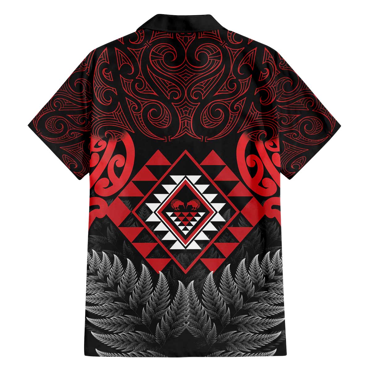 Aotearoa Kiwi Taniko Family Matching Off The Shoulder Long Sleeve Dress and Hawaiian Shirt Silver Fern With Maori Koru Pattern