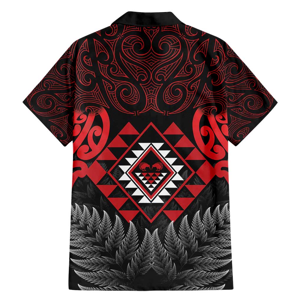 Aotearoa Kiwi Taniko Family Matching Puletasi and Hawaiian Shirt Silver Fern With Maori Koru Pattern