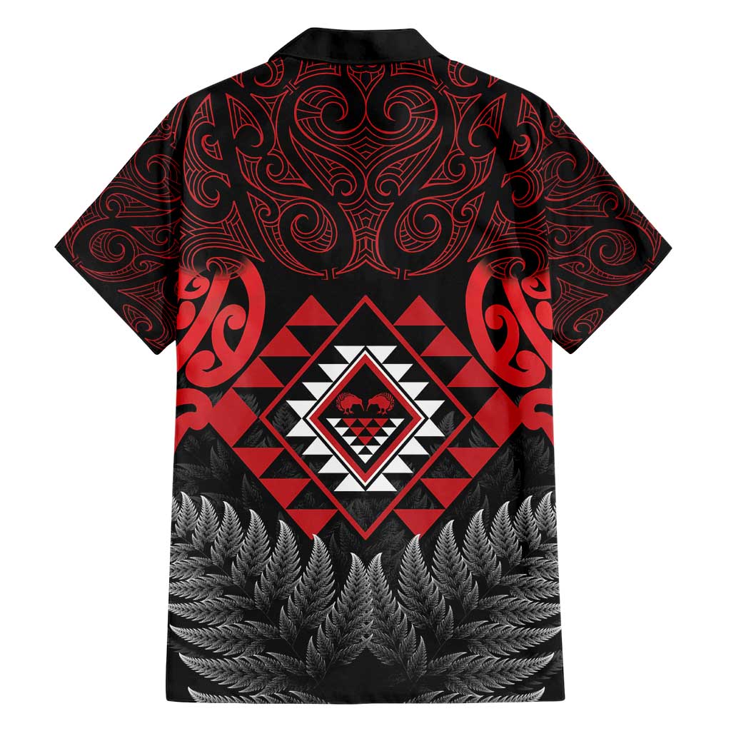 Aotearoa Kiwi Taniko Family Matching Short Sleeve Bodycon Dress and Hawaiian Shirt Silver Fern With Maori Koru Pattern