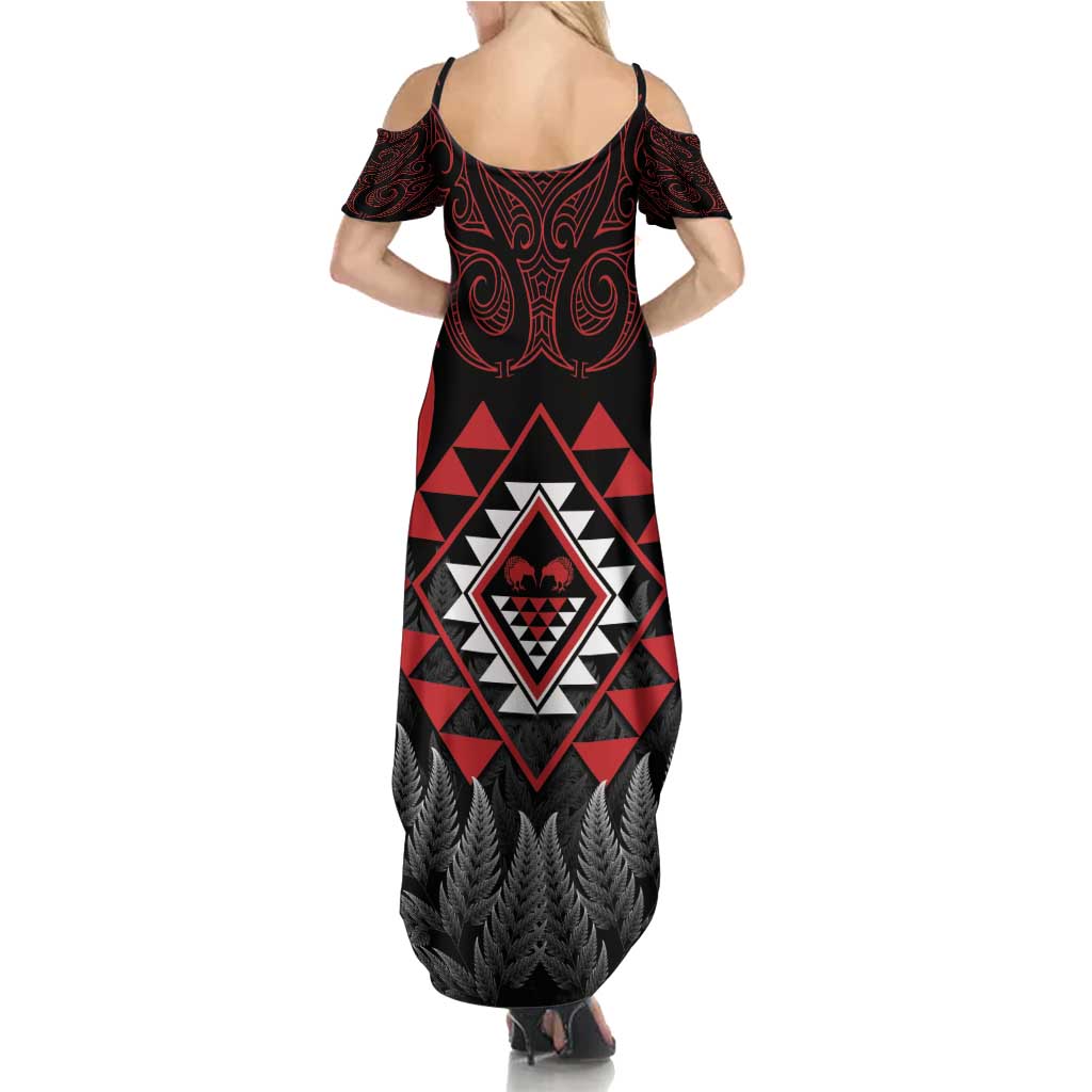 Aotearoa Kiwi Taniko Family Matching Summer Maxi Dress and Hawaiian Shirt Silver Fern With Maori Koru Pattern