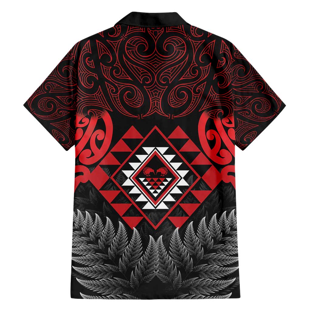 Aotearoa Kiwi Taniko Hawaiian Shirt Silver Fern With Maori Koru Pattern - Vibe Hoodie Shop