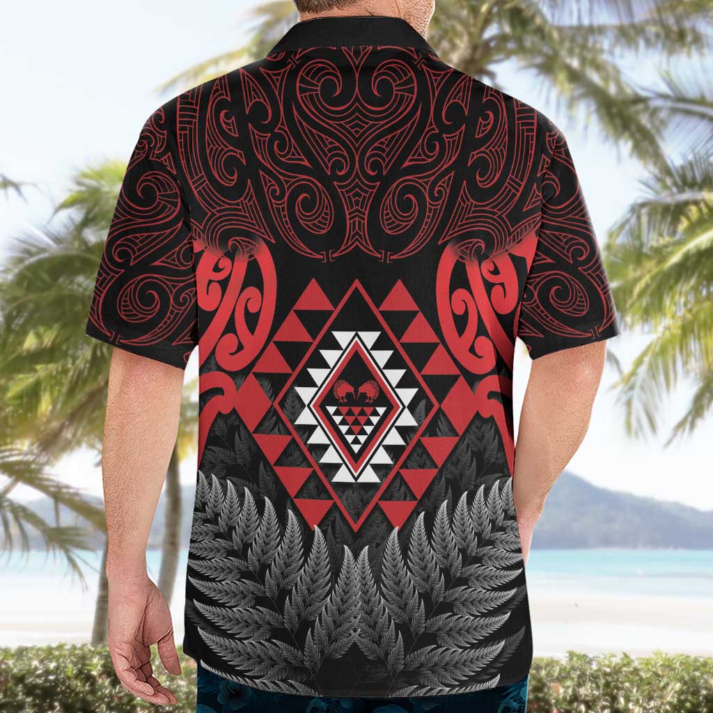 Aotearoa Kiwi Taniko Hawaiian Shirt Silver Fern With Maori Koru Pattern - Vibe Hoodie Shop