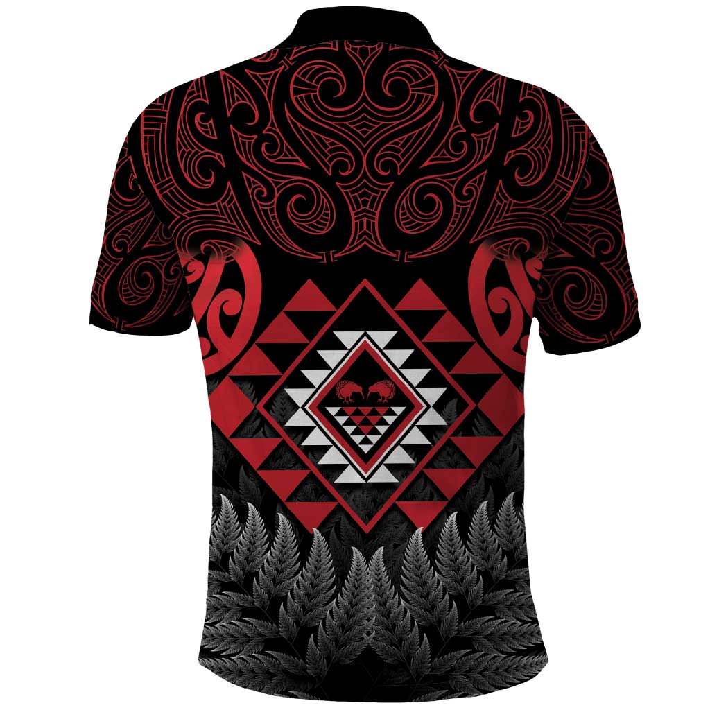 Aotearoa Kiwi Taniko Polo Shirt Silver Fern With Maori Koru Pattern - Vibe Hoodie Shop