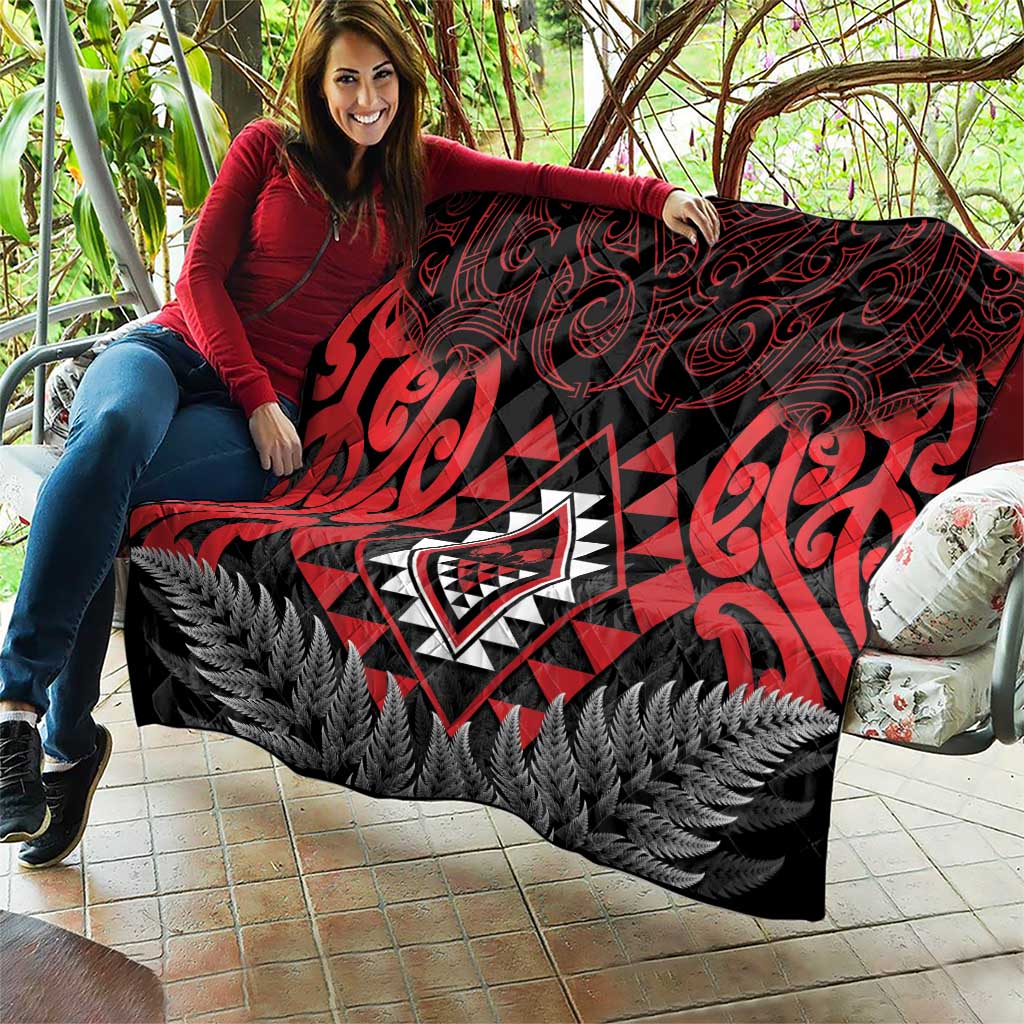 Aotearoa Kiwi Taniko Quilt Silver Fern With Maori Koru Pattern - Vibe Hoodie Shop