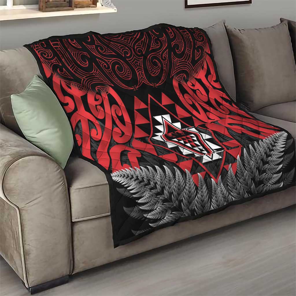 Aotearoa Kiwi Taniko Quilt Silver Fern With Maori Koru Pattern - Vibe Hoodie Shop