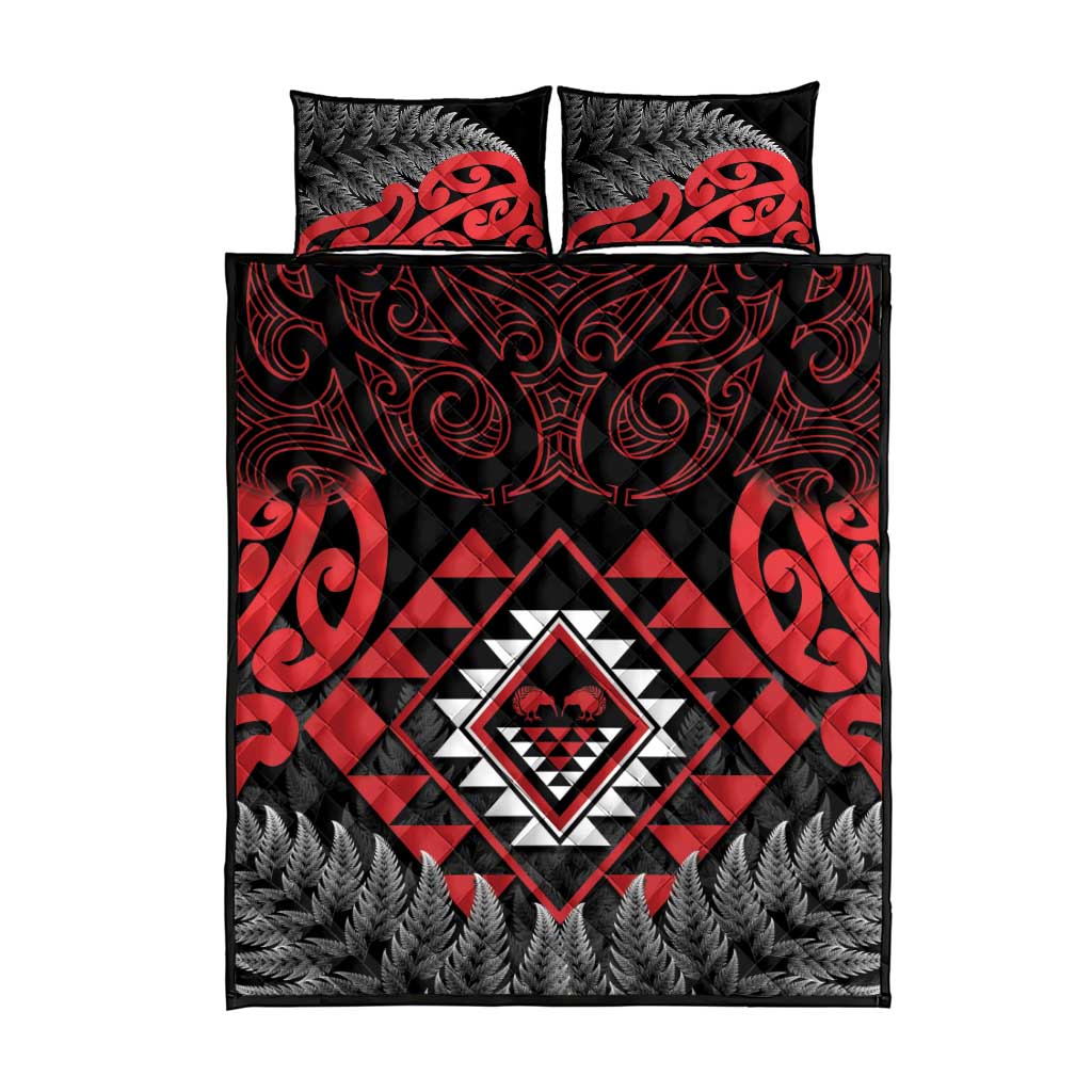 Aotearoa Kiwi Taniko Quilt Bed Set Silver Fern With Maori Koru Pattern - Vibe Hoodie Shop