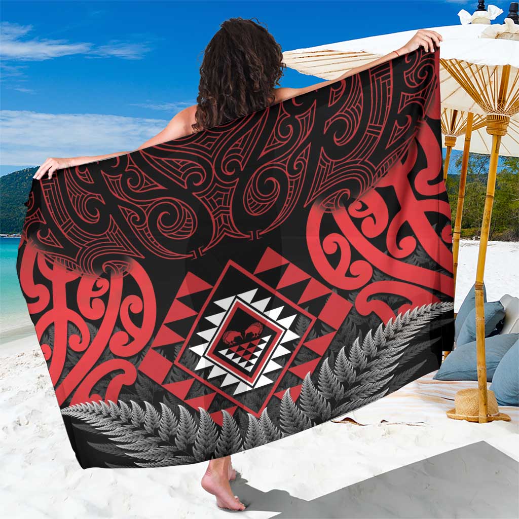 Aotearoa Kiwi Taniko Sarong Silver Fern With Maori Koru Pattern - Vibe Hoodie Shop