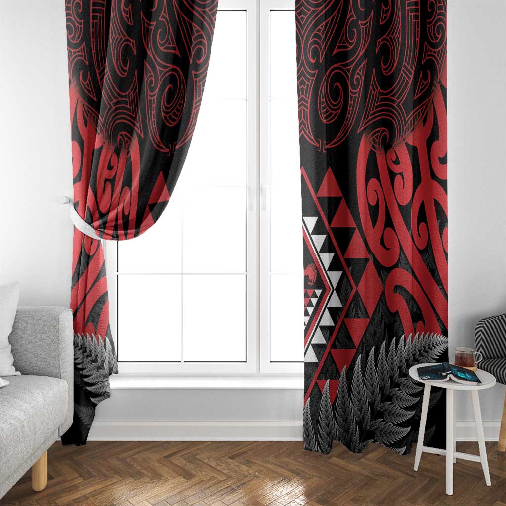 Aotearoa Kiwi Taniko Window Curtain Silver Fern With Maori Koru Pattern