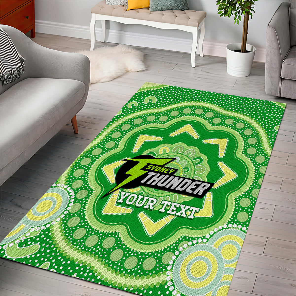 Custom BBL Thunder Cricket Area Rug 2024 Aboriginal Art - Vibe Hoodie Shop