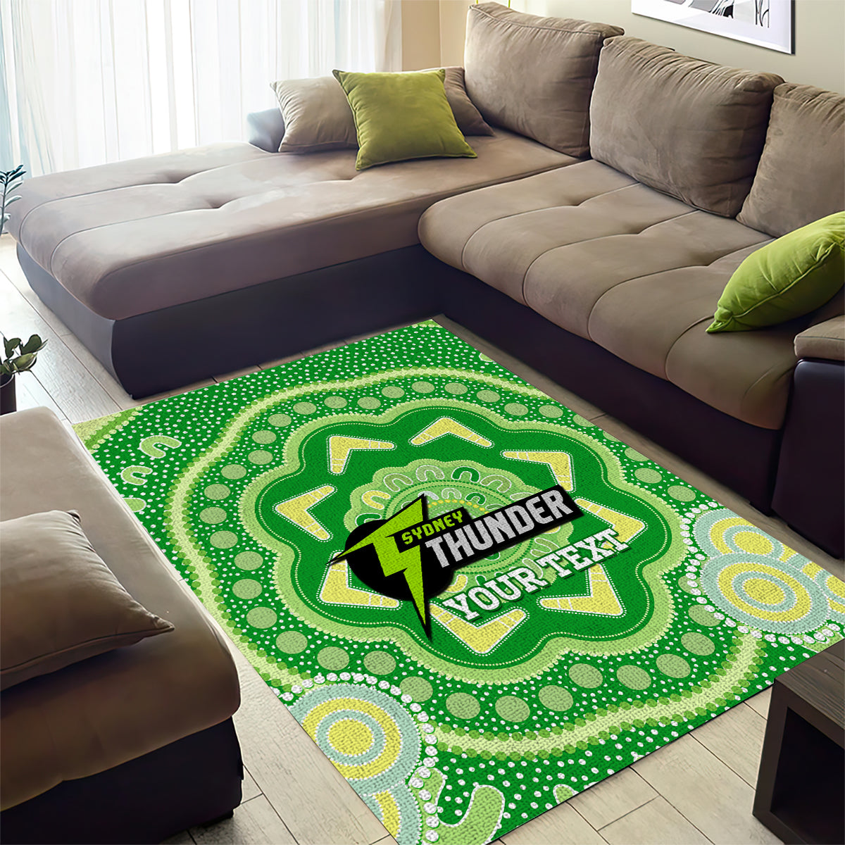 Custom BBL Thunder Cricket Area Rug 2024 Aboriginal Art - Vibe Hoodie Shop