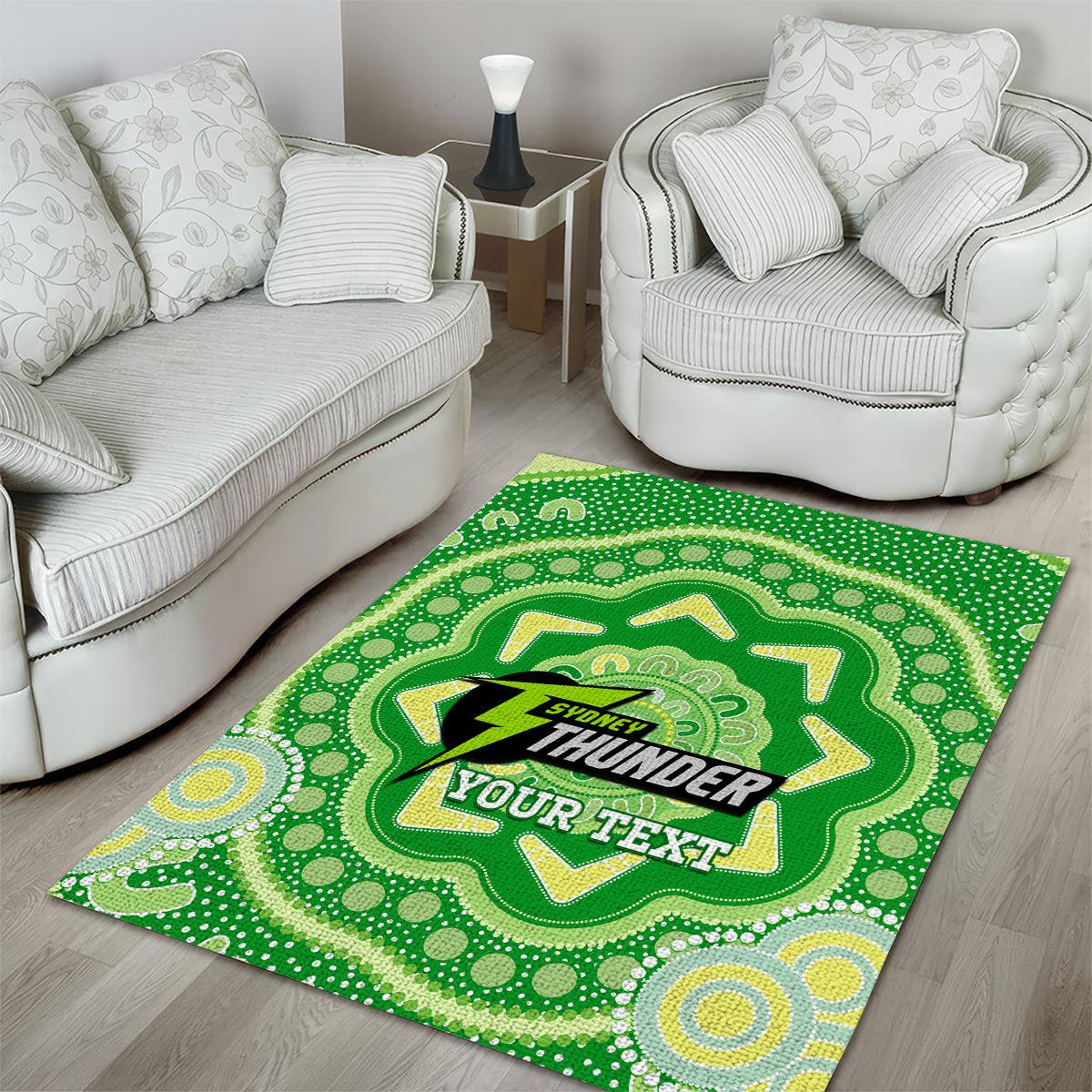 Custom BBL Thunder Cricket Area Rug 2024 Aboriginal Art - Vibe Hoodie Shop