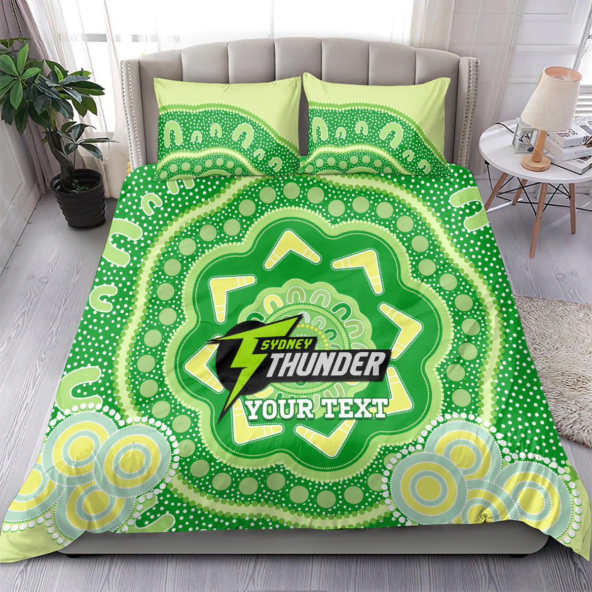 Custom BBL Thunder Cricket Bedding Set 2024 Aboriginal Art - Vibe Hoodie Shop