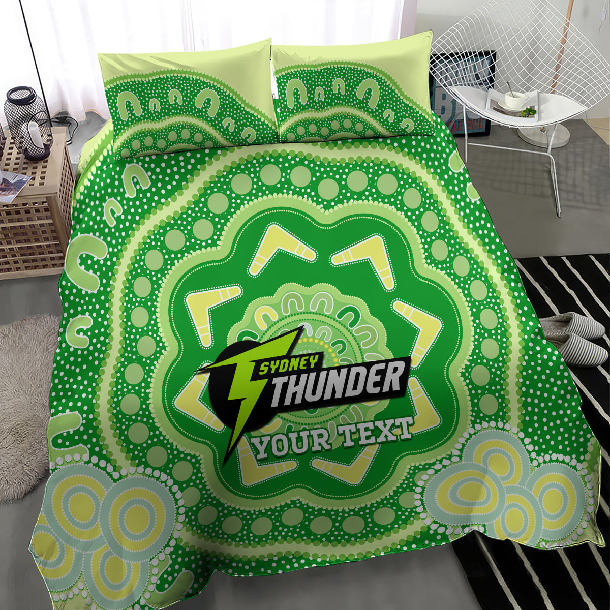 Custom BBL Thunder Cricket Bedding Set 2024 Aboriginal Art - Vibe Hoodie Shop