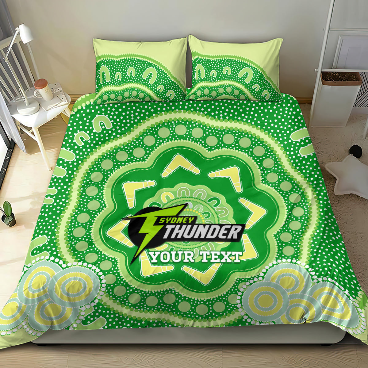 Custom BBL Thunder Cricket Bedding Set 2024 Aboriginal Art - Vibe Hoodie Shop