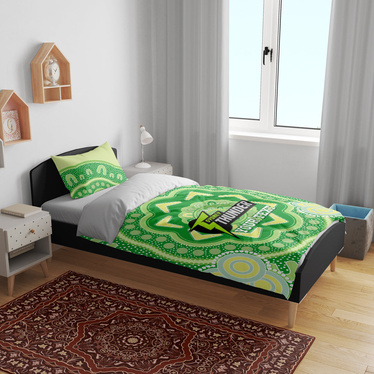 Custom BBL Thunder Cricket Bedding Set 2024 Aboriginal Art - Vibe Hoodie Shop