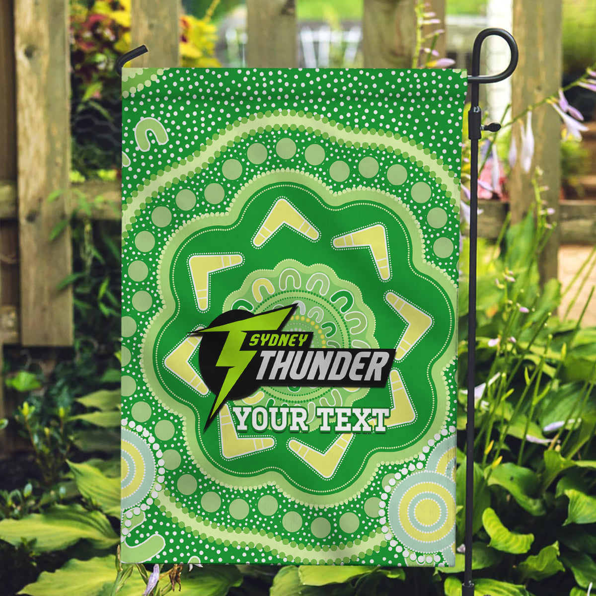 Custom BBL Thunder Cricket Garden Flag 2024 Aboriginal Art - Vibe Hoodie Shop