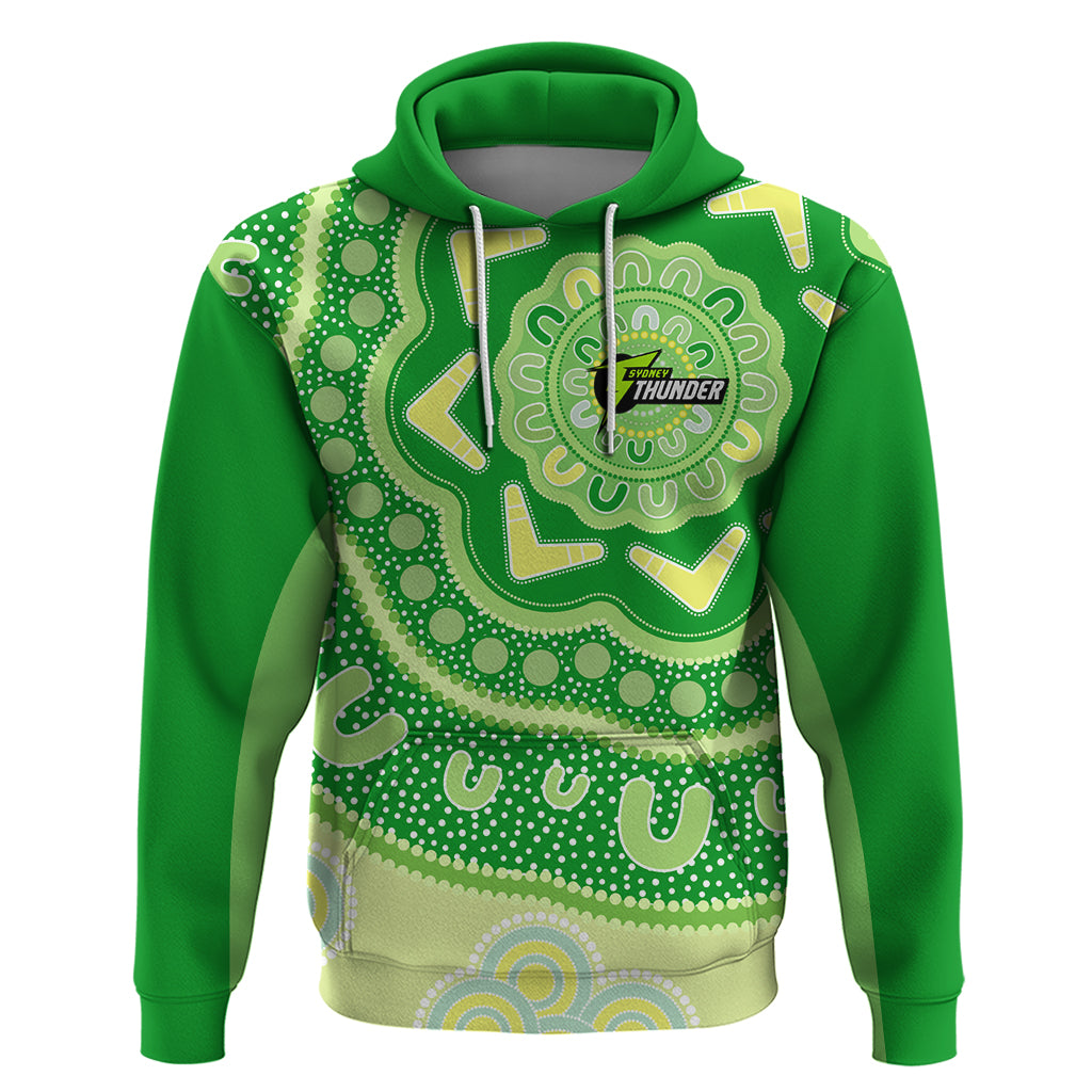 Custom BBL Thunder Cricket Hoodie 2024 Aboriginal Art - Vibe Hoodie Shop