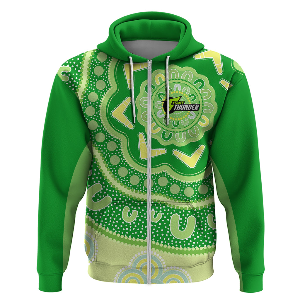 Custom BBL Thunder Cricket Hoodie 2024 Aboriginal Art - Vibe Hoodie Shop