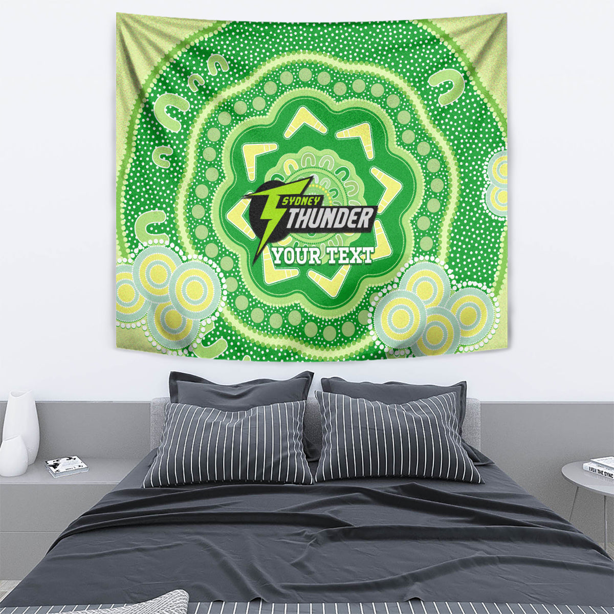 Custom BBL Thunder Cricket Tapestry 2024 Aboriginal Art - Vibe Hoodie Shop