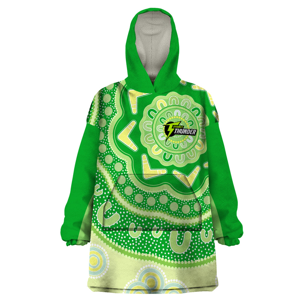 Custom BBL Thunder Cricket Wearable Blanket Hoodie 2024 Aboriginal Art - Vibe Hoodie Shop