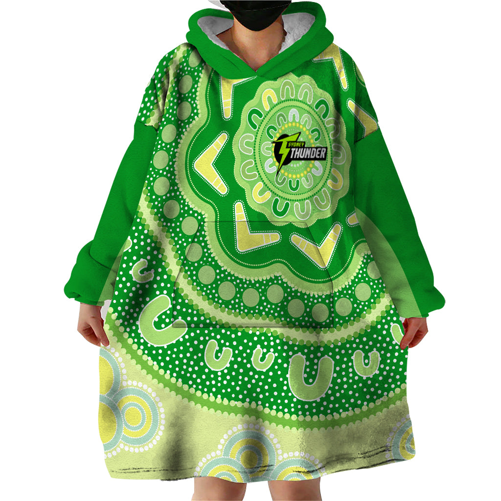 Custom BBL Thunder Cricket Wearable Blanket Hoodie 2024 Aboriginal Art - Vibe Hoodie Shop