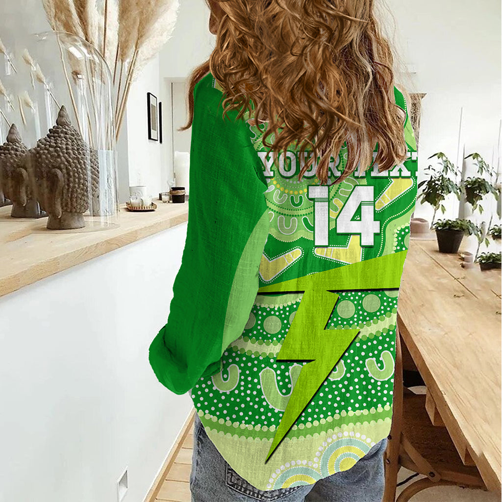 Custom BBL Thunder Cricket Women Casual Shirt 2024 Aboriginal Art - Vibe Hoodie Shop