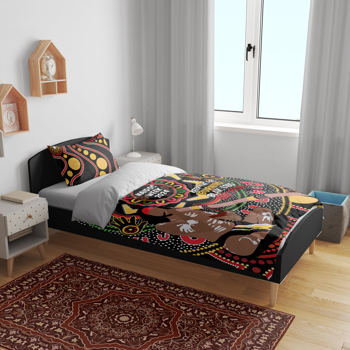 Australia Didgeridoo NAIDOC Week 2024 Bedding Set Keep The Fire Burning Blak Loud and Proud - Vibe Hoodie Shop