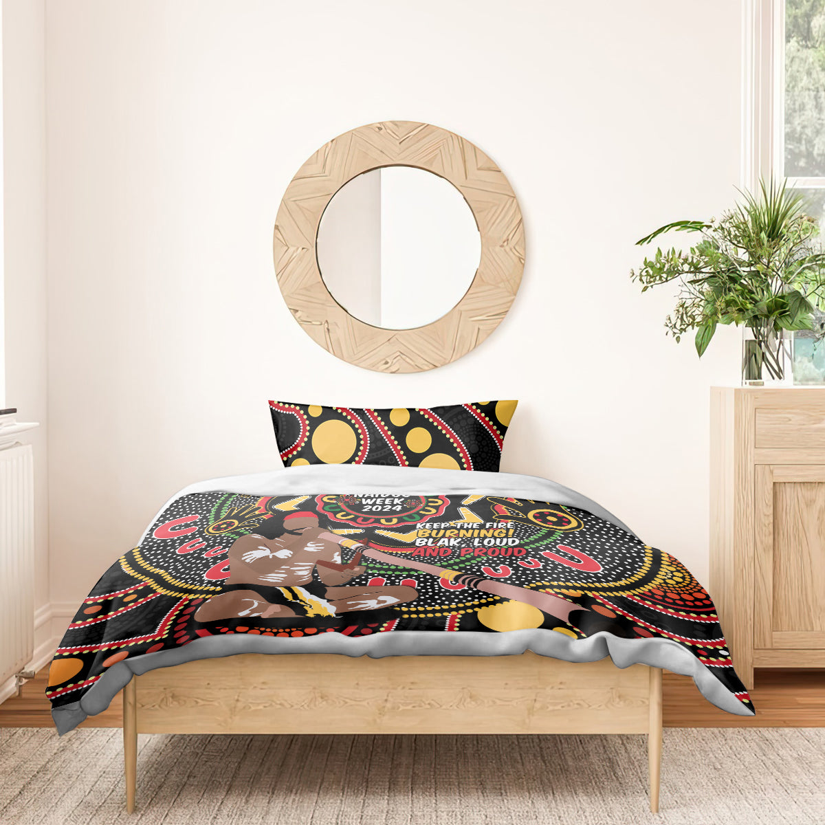 Australia Didgeridoo NAIDOC Week 2024 Bedding Set Keep The Fire Burning Blak Loud and Proud - Vibe Hoodie Shop