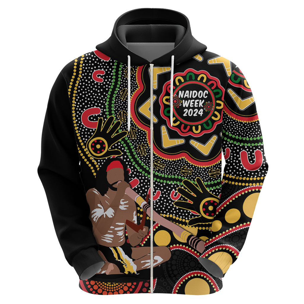 Australia Didgeridoo NAIDOC Week 2024 Hoodie Keep The Fire Burning Blak Loud and Proud - Vibe Hoodie Shop