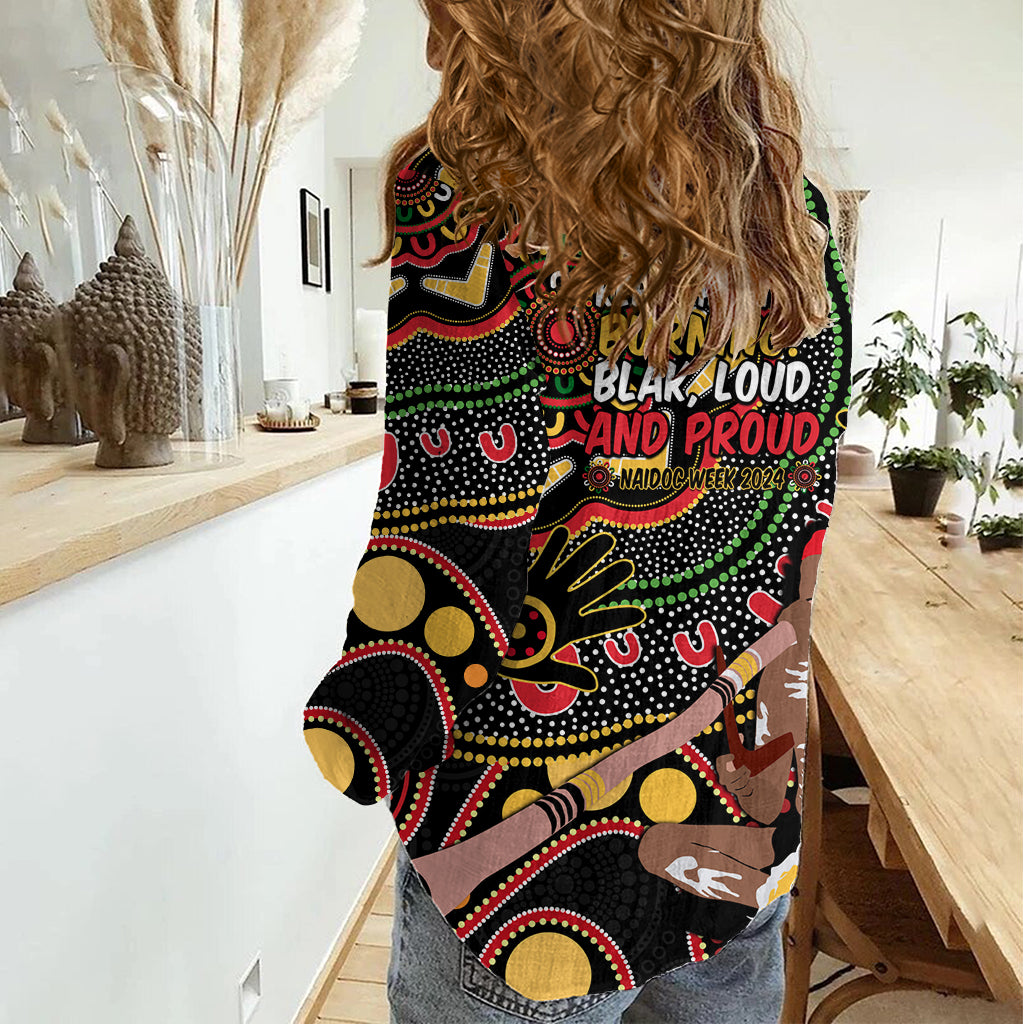Australia Didgeridoo NAIDOC Week 2024 Women Casual Shirt Keep The Fire Burning Blak Loud and Proud - Vibe Hoodie Shop