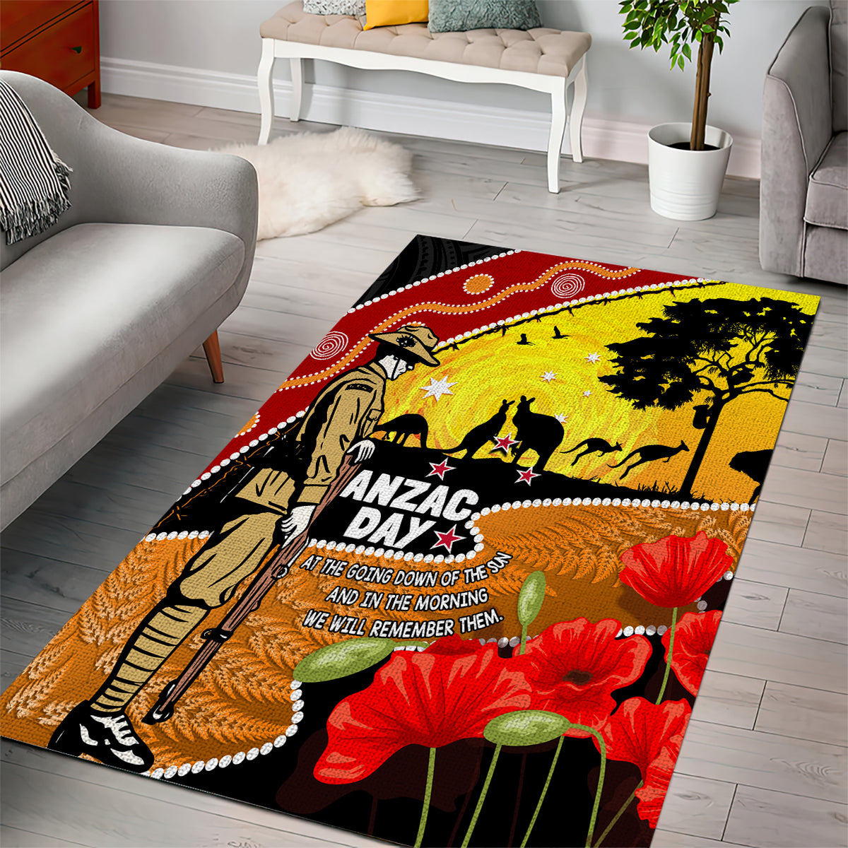 New Zealand And Australia ANZAC Day Area Rug Aboriginal Maori Starring Night Style - Vibe Hoodie Shop