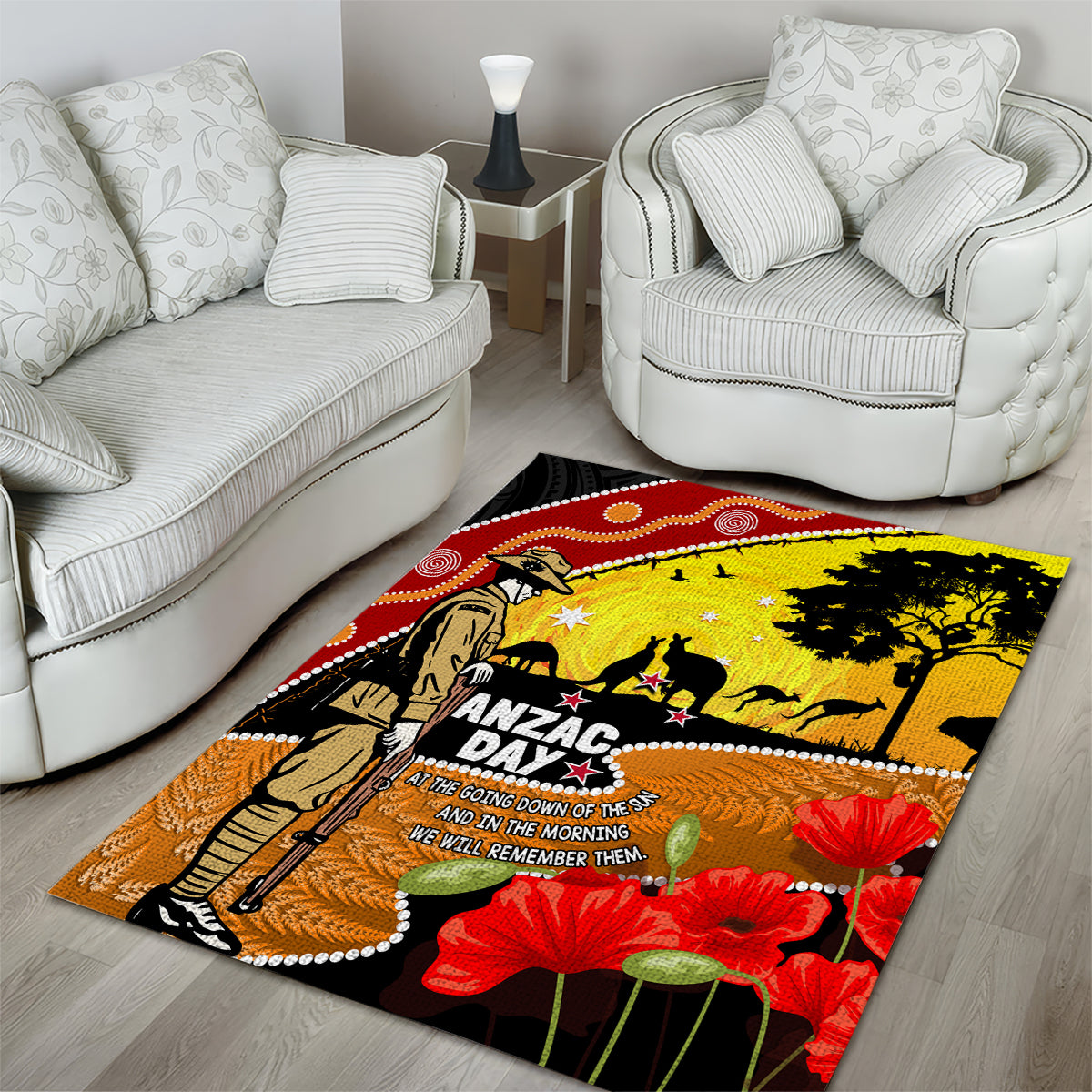 New Zealand And Australia ANZAC Day Area Rug Aboriginal Maori Starring Night Style - Vibe Hoodie Shop