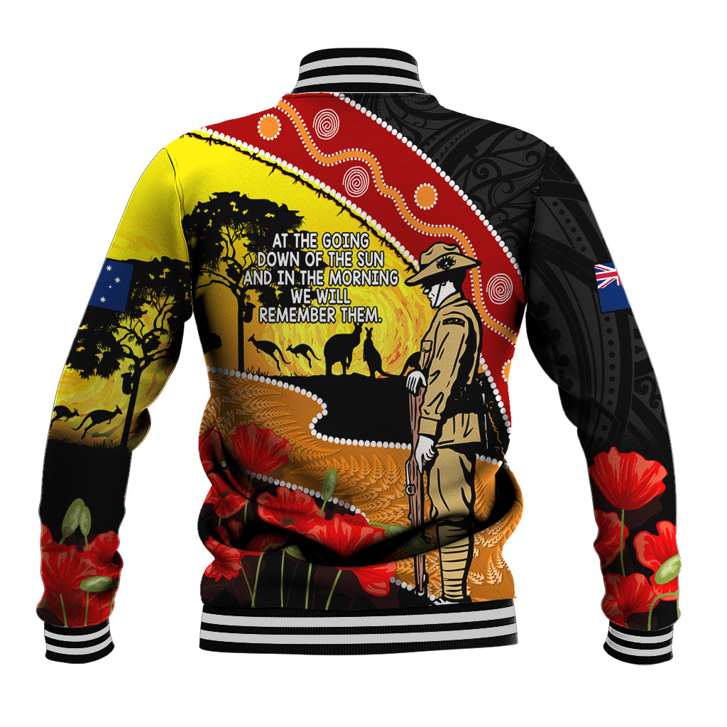 New Zealand And Australia ANZAC Day Baseball Jacket Aboriginal Maori Starring Night Style - Vibe Hoodie Shop