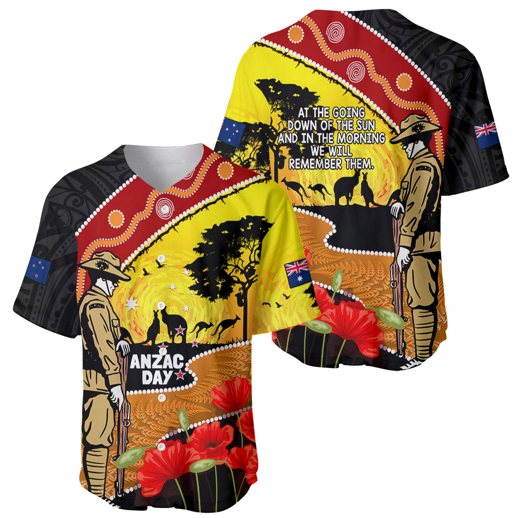 New Zealand And Australia ANZAC Day Baseball Jersey Aboriginal Maori Starring Night Style - Vibe Hoodie Shop