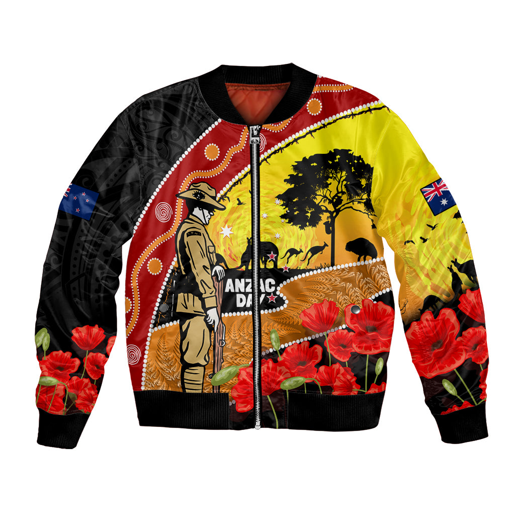 New Zealand And Australia ANZAC Day Bomber Jacket Aboriginal Maori Starring Night Style - Vibe Hoodie Shop